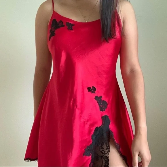 Victoria secret black laced slip dress